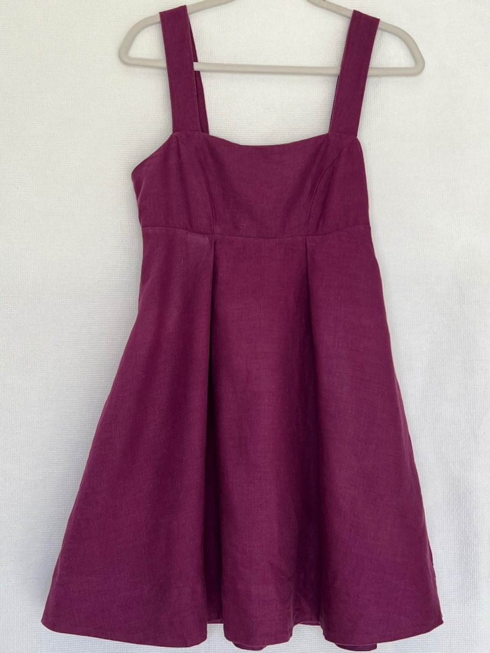 Banana Republic Linen Square Neck Empire Waist Pleated A-Line Mini Dress Size 4